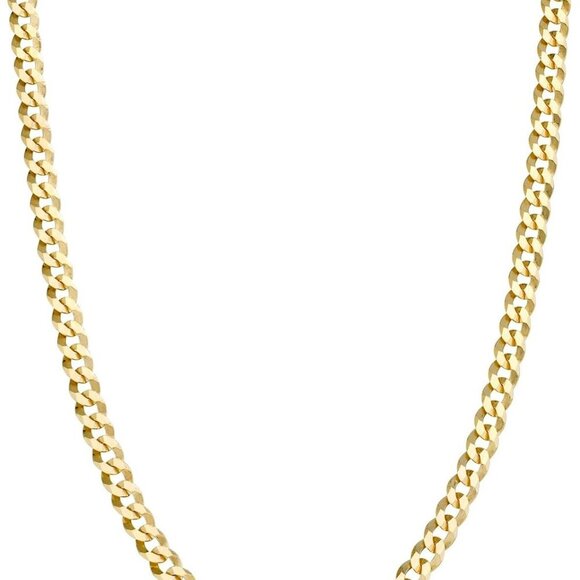 Italian Solid 18k Gold Over 925 Sterling Silver 3.5mm Diamond Cut Cuban Link Cur